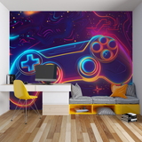 Gaming Mural Wallpaper | Neon Cyber Controller Design