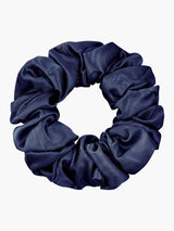 Silk Hair Scrunchie  Premium Mulberry Silk Navy - Product showcase
