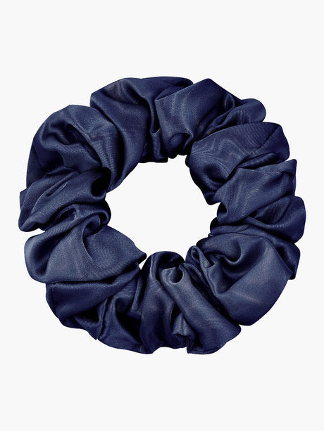 Silk Hair Scrunchie  Premium Mulberry Silk Navy - Product showcase