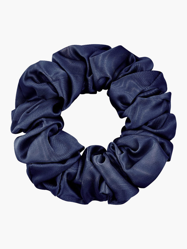 Silk Hair Scrunchie  Premium Mulberry Silk Navy - Product showcase