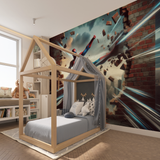 Superhero Mural Wallpaper | Dynamic 3D Spider Action Scene