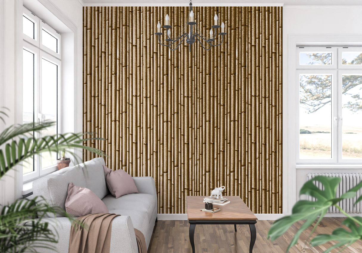 Bamboo Mural Wallpaper | Natural Vertical Pattern Design