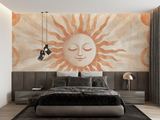 Sun Mural Wallpaper | Terracotta Celestial Design