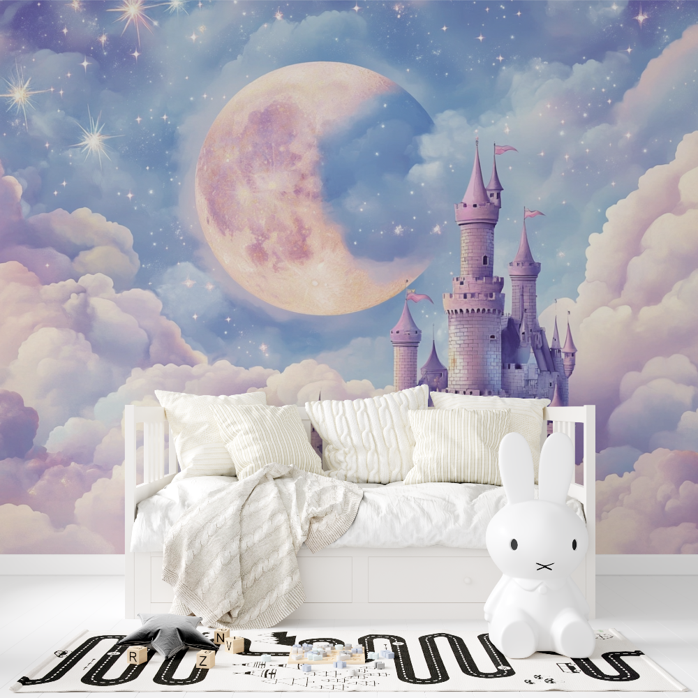 Castle Mural Wallpaper | Dreamy Moon and Stars Fantasy