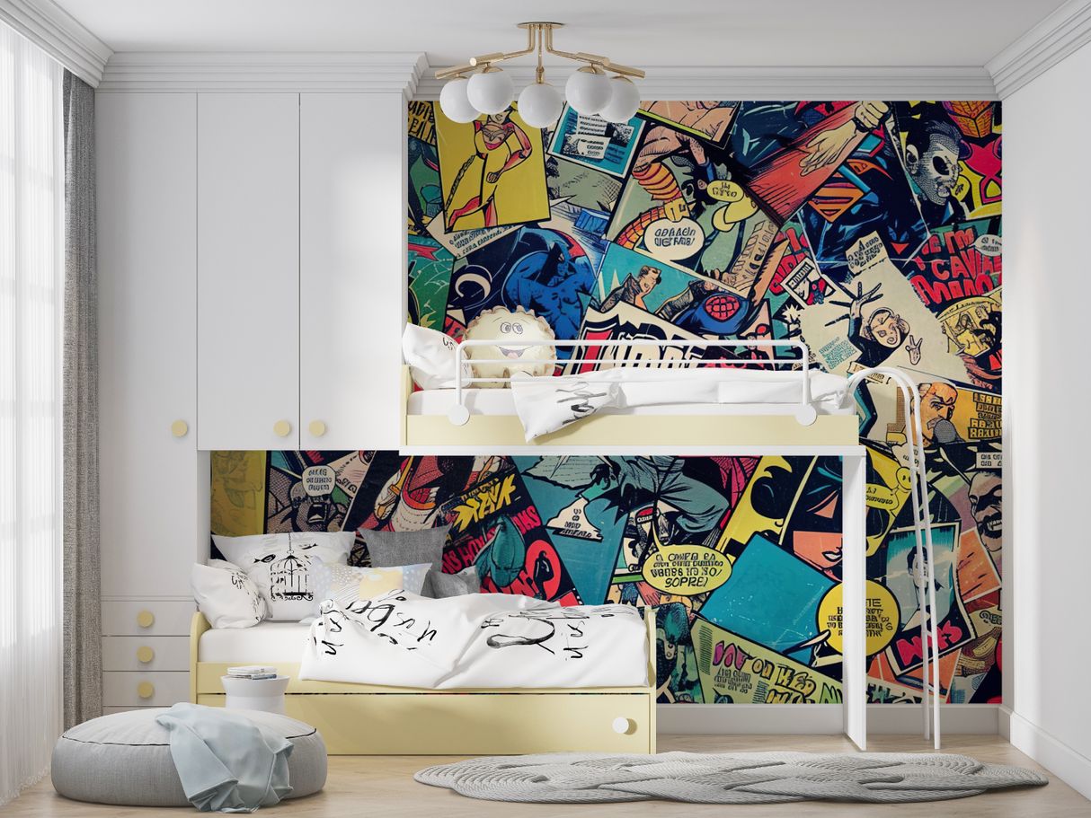 Comic Book Mural Wallpaper | Dynamic Pop Art Collage