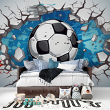 Football Mural Wallpaper | 3D Breaking Wall Design