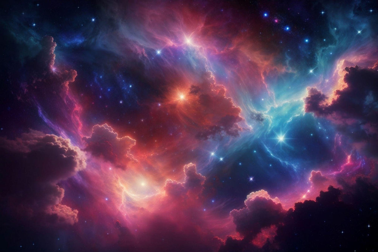 Galaxy Mural Wallpaper | Cosmic Nebula with Vibrant Aurora