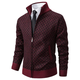 Mens Geometric Zip Sweater  Diamond Pattern Knit Design - Product detail 5