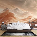 Mountain Mural Wallpaper | Terracotta Peaks at Sunset