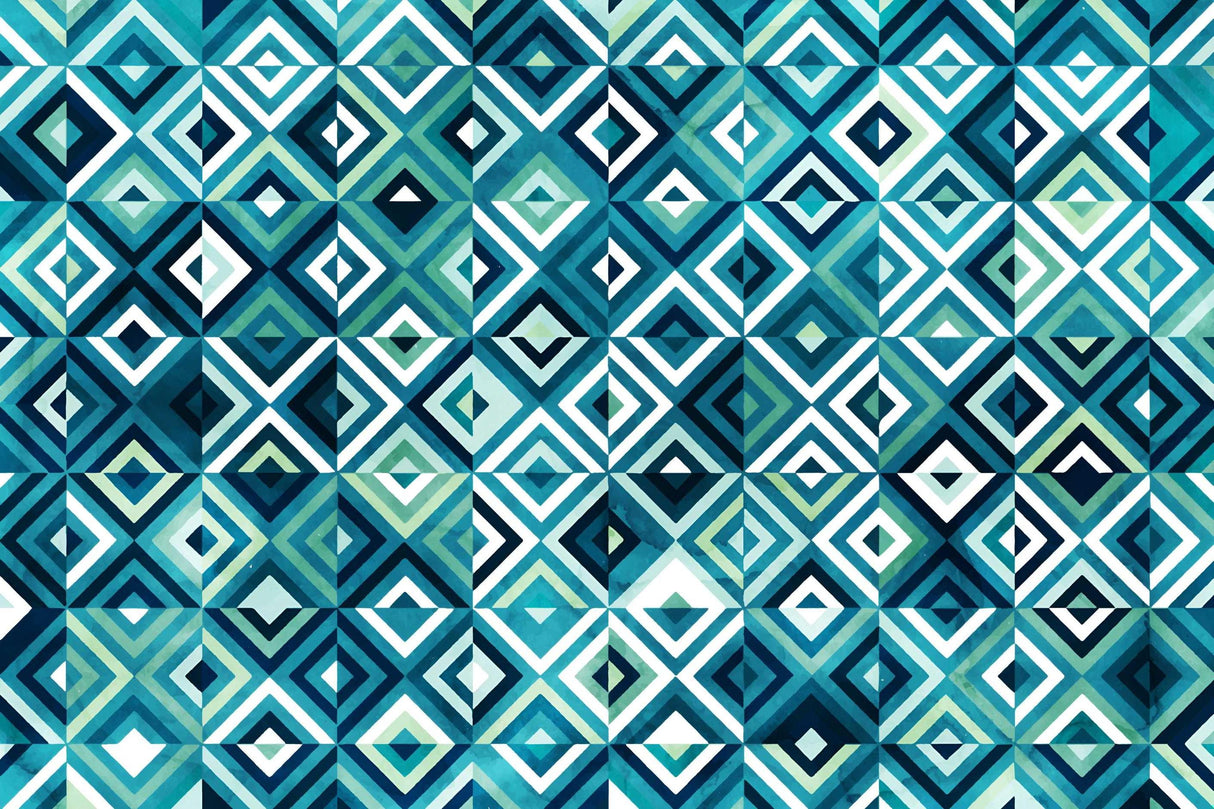 Geometric Mural Wallpaper | Modern Blue Diamond Pattern