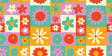 Floral Mural Wallpaper | Retro Colorful Geometric Pattern