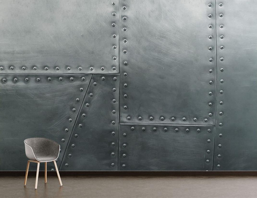 Industrial Mural Wallpaper | Riveted Steel Plate Design