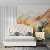 Mountain Mural Wallpaper | Watercolor Terracotta Landscape
