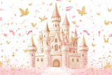 Princess Mural Wallpaper | Magical Castle with Gold Butterflies