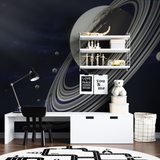 Space Mural Wallpaper | Saturn and Moons in Dark Universe