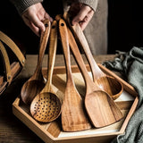Wooden Kitchen Utensil Set  Handcrafted Teak Cooking Tools - Product showcase
