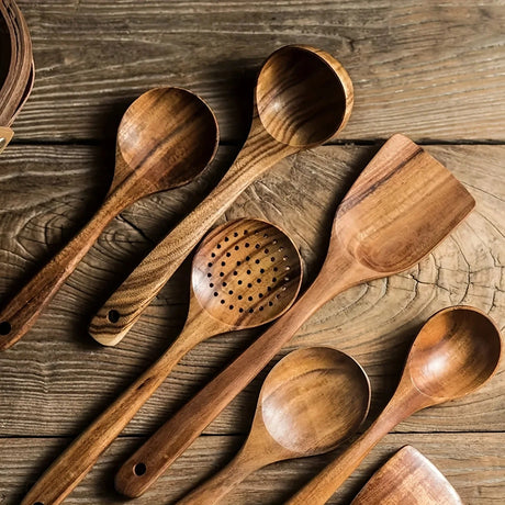 Wooden Kitchen Utensil Set  Handcrafted Teak Cooking Tools - Product detail 7