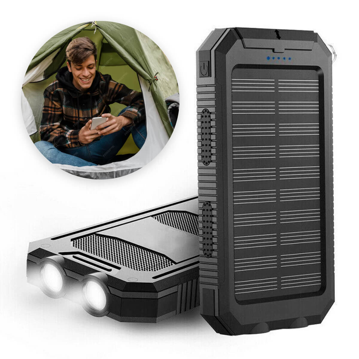 Outdoor Solar Power Bank  Dual USB Waterproof Charger with LED Light - Product detail 5