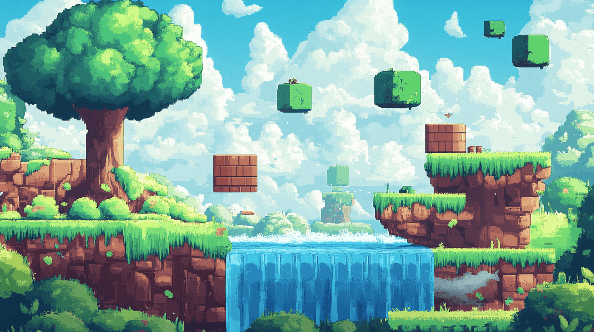 Gaming Mural Wallpaper | Retro Pixel Art Landscape