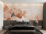 Ginkgo Mural Wallpaper | Terracotta Watercolor Art