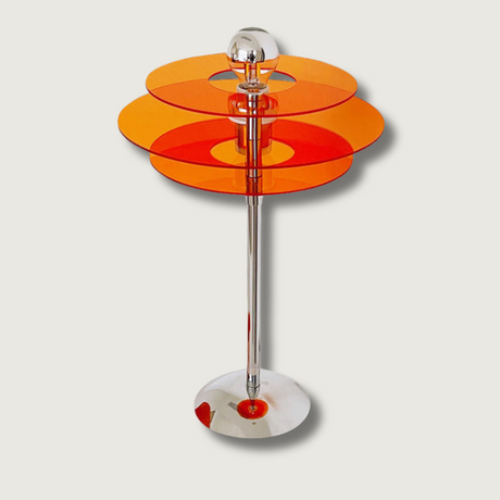 Modern Geometric Table Lamp  Orange Acrylic Disc Design - Product showcase