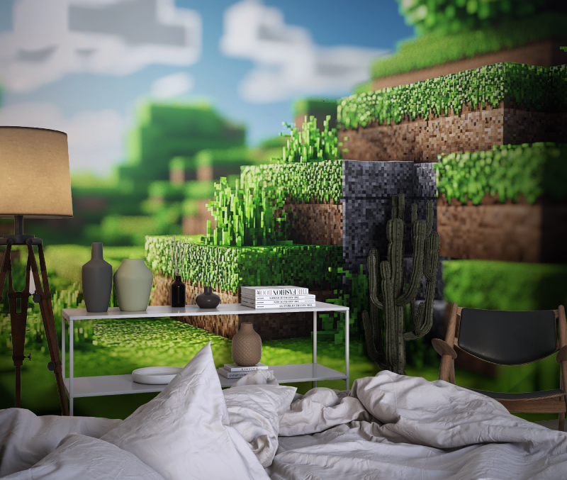 Gaming Mural Wallpaper | Pixelated Landscape Design
