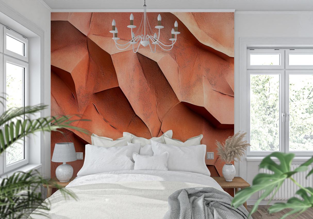 3D Mural Wallpaper | Terracotta Sculptural Effect