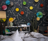 Space Mural Wallpaper | Colorful Planets and Constellations