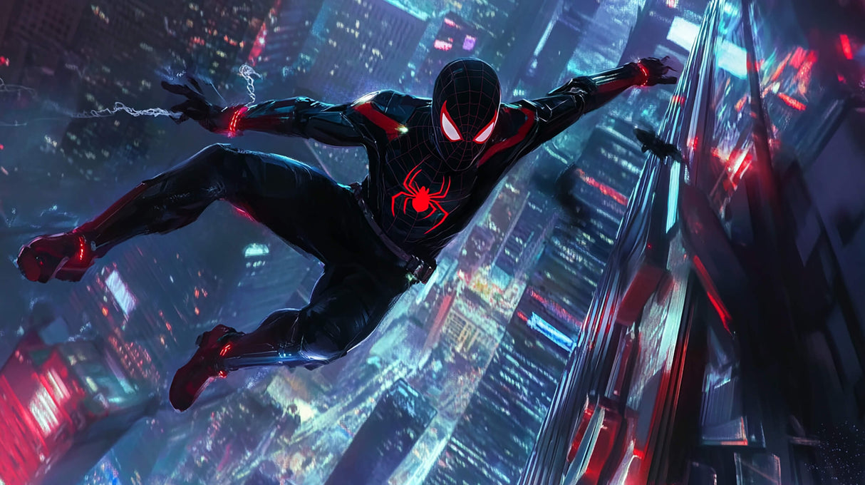 Superhero Mural Wallpaper | Cyberpunk City Night Scene