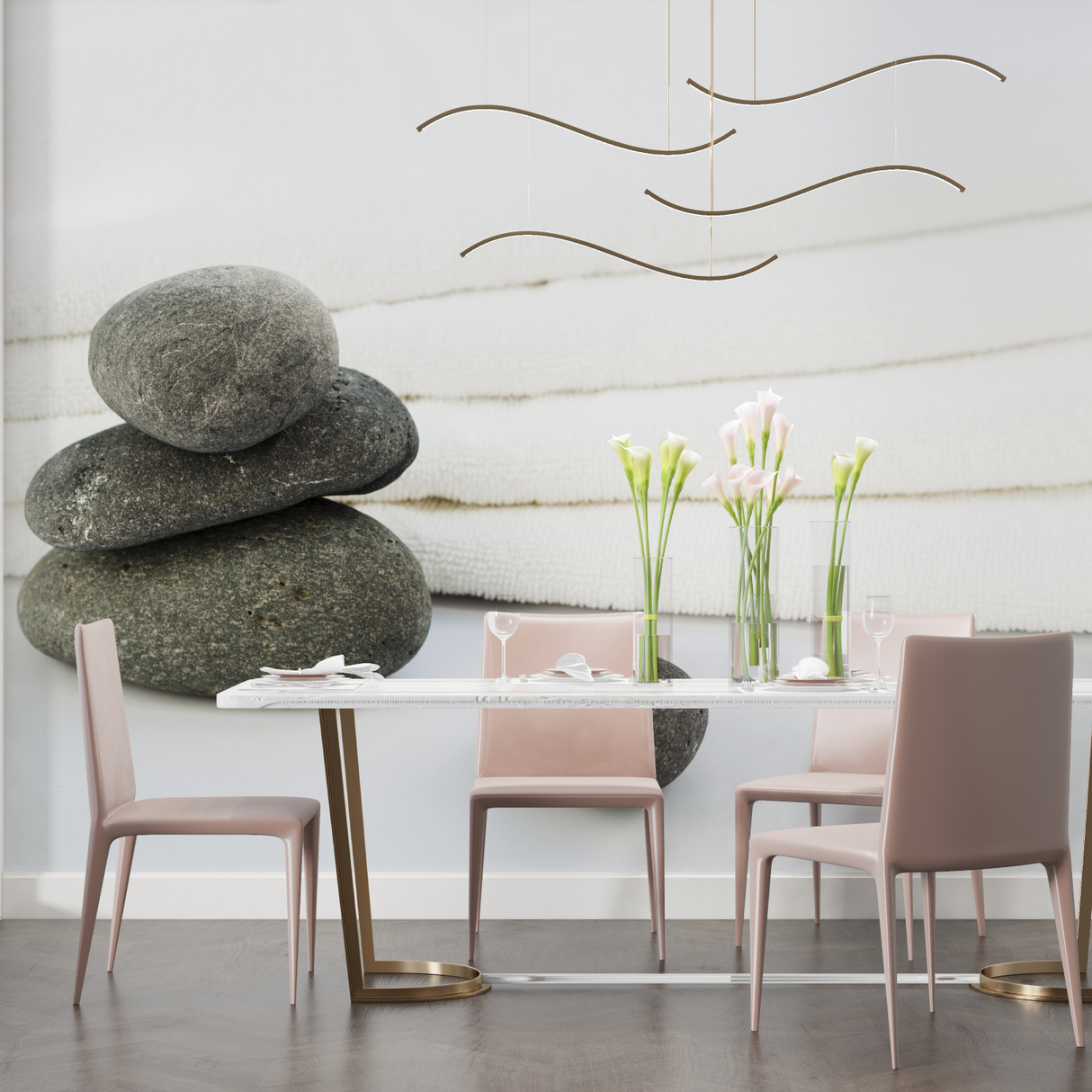 Zen Stone Mural Wallpaper | Minimalist Grey Balance Design