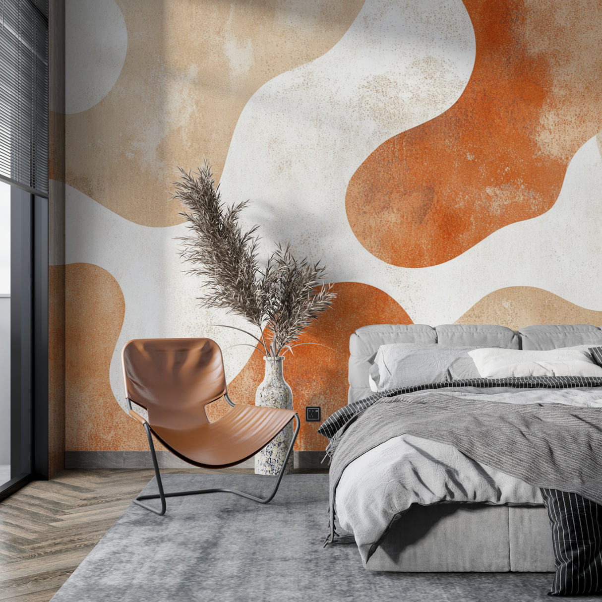 Abstract Mural Wallpaper | Organic Terracotta Waves Design