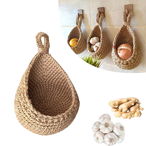 Jute Wall Storage Baskets  Handwoven Produce Organizers - Product example