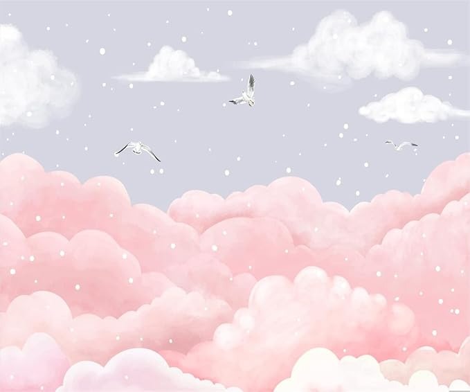Cloud Mural Wallpaper | Pink and Grey Dreamy Sky Design