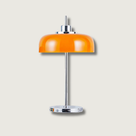 Modern LED Table Lamp  Orange Glass Dome Chrome Base - Product showcase