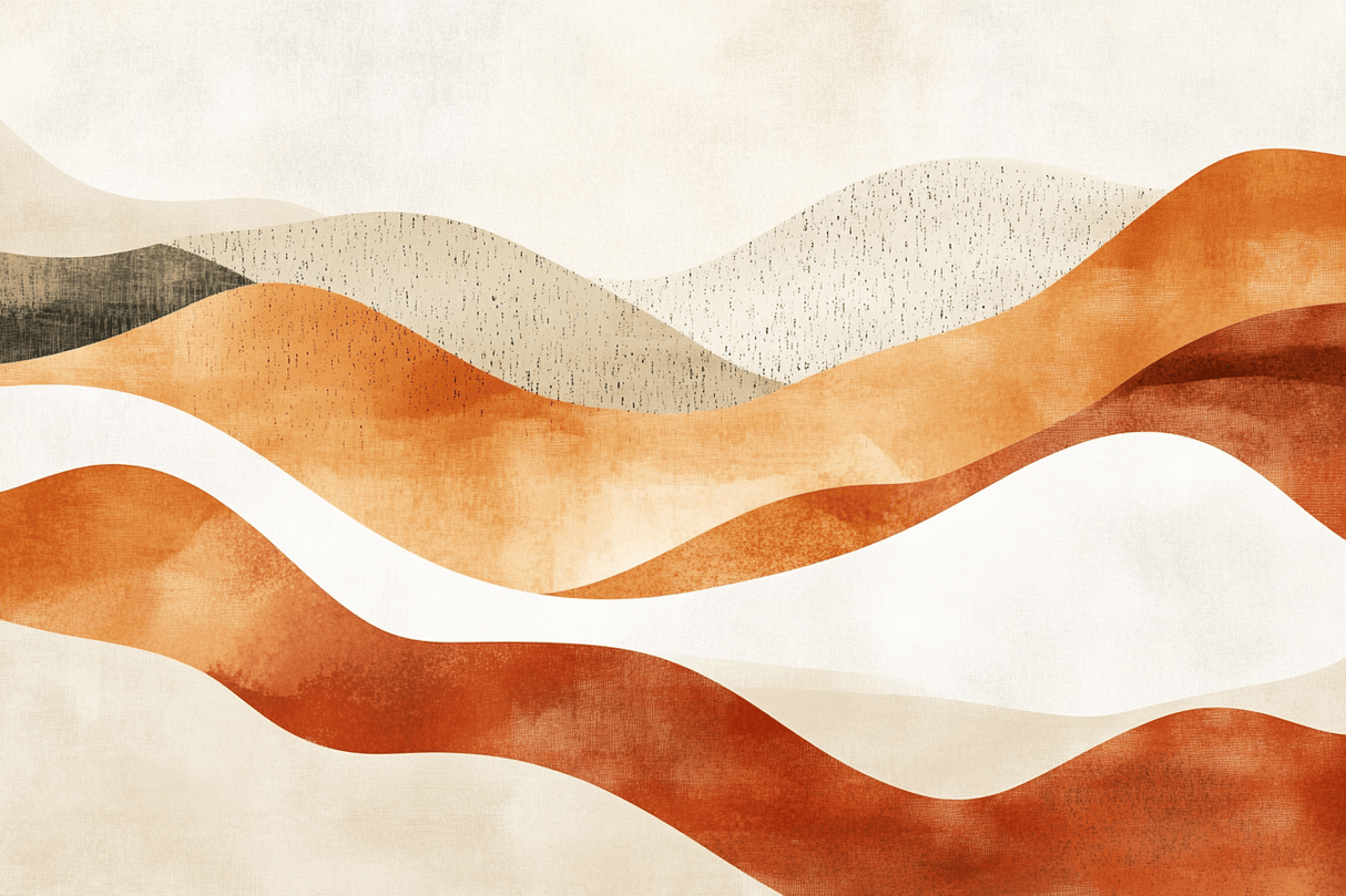 Abstract Mural Wallpaper | Terracotta Desert Waves Design