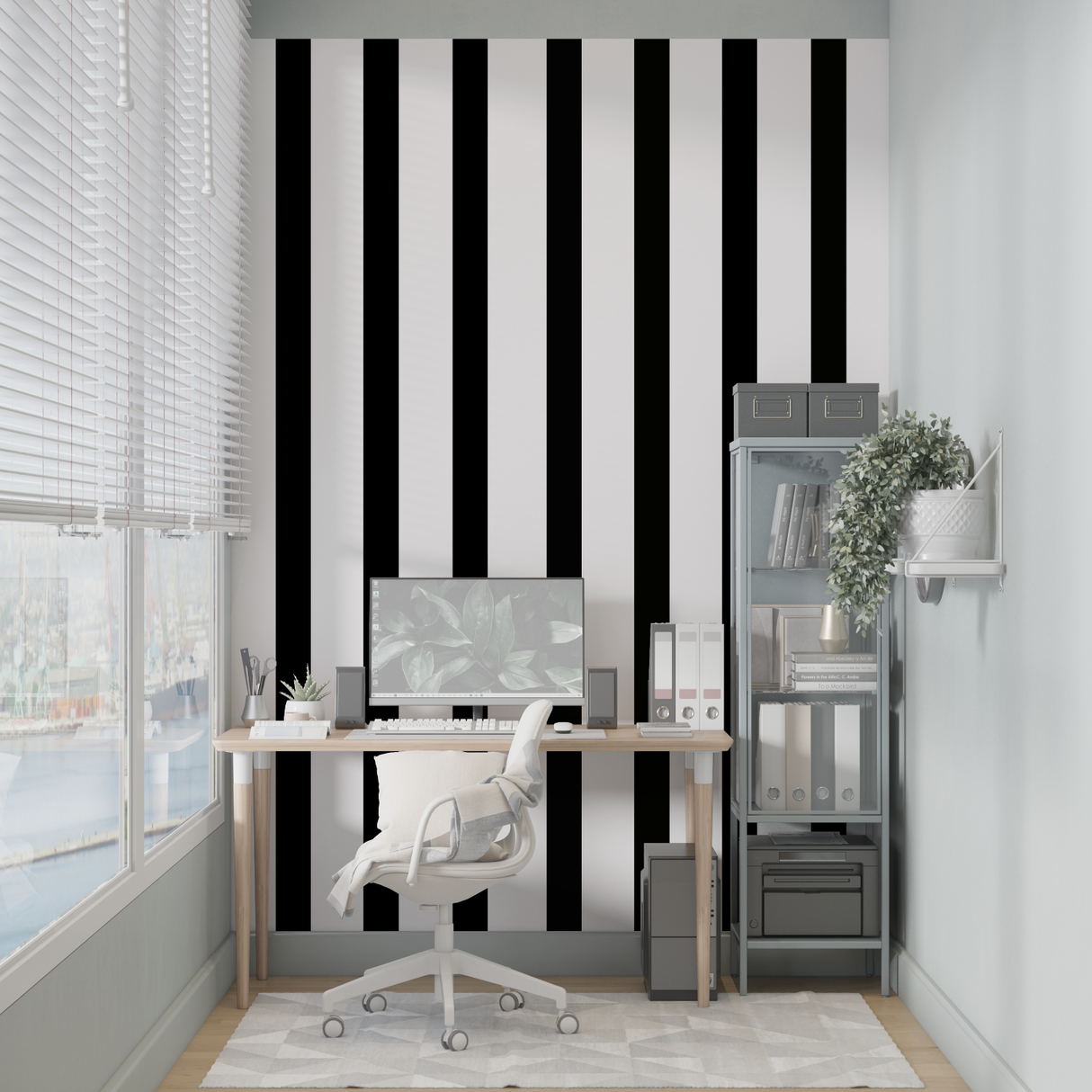 Striped Mural Wallpaper | Modern Black and White Design
