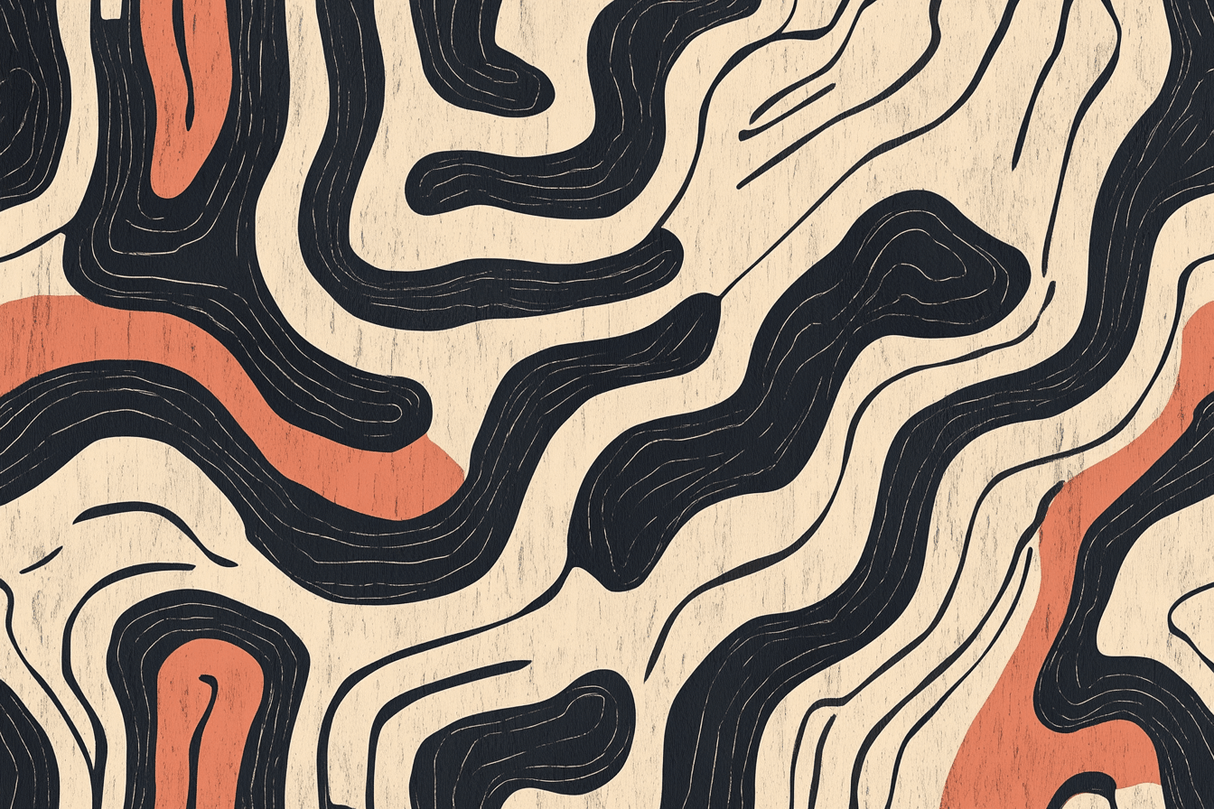 Abstract Mural Wallpaper | Modern Curves With Terracotta Accents