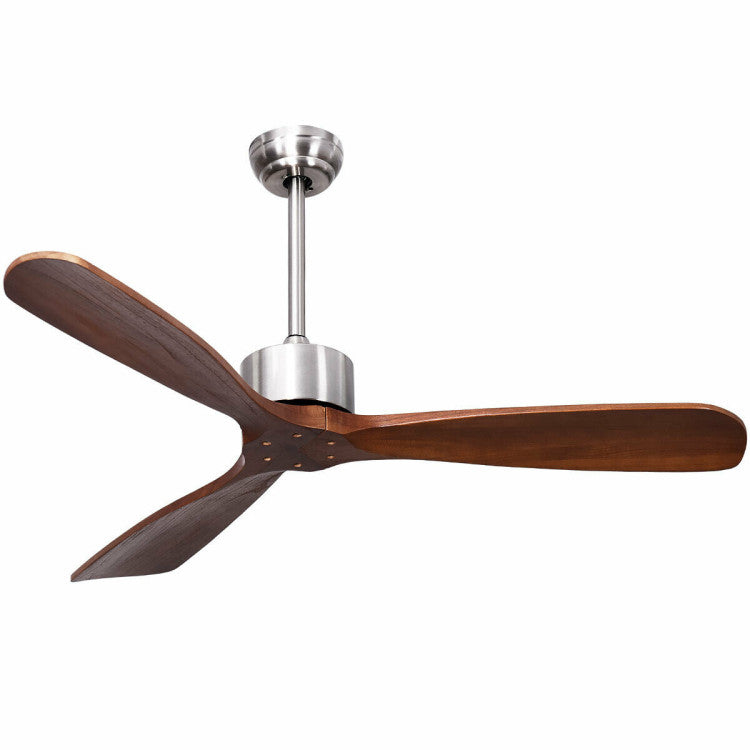 Modern Ceiling Fan 52 Inch  Brushed Nickel Wood Blade Design - Product showcase