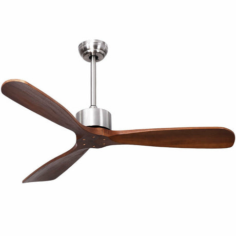 Modern Ceiling Fan  52-Inch Brushed Nickel with Wood Blades - Product showcase