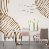 Geometric Mural Wallpaper | Modern Brown Curved Lines