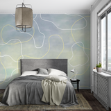 Abstract Mural Wallpaper | Gentle Curves in Grey and Yellow