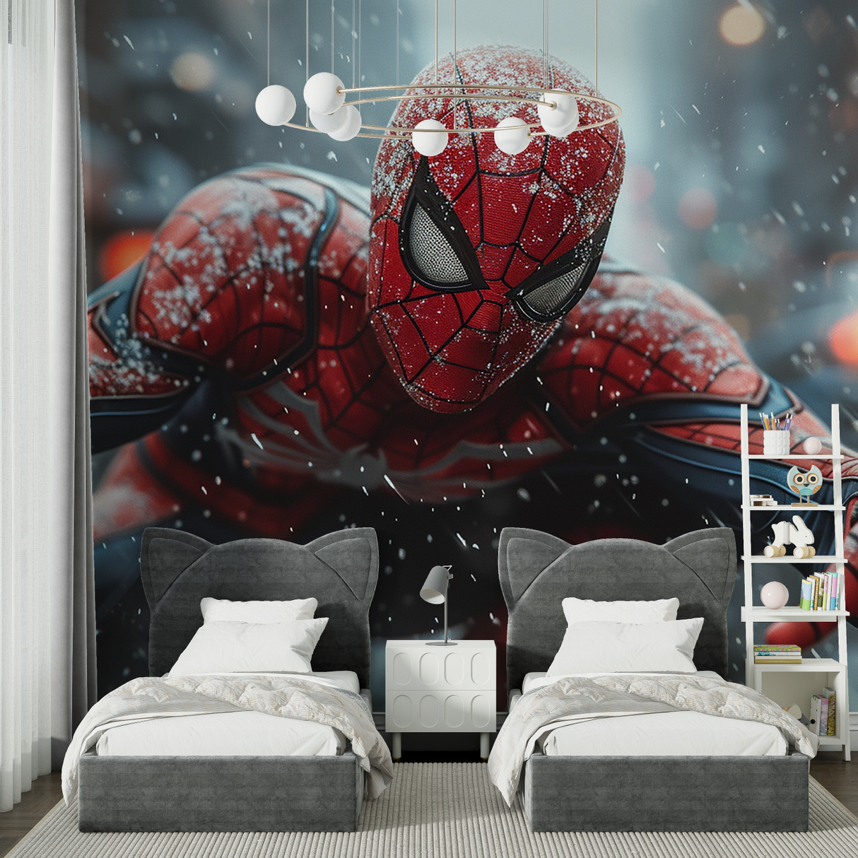 Superhero Mural Wallpaper | Snowy Spider-Man Adventure