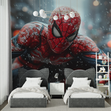 Superhero Mural Wallpaper | Snowy Spider-Man Adventure