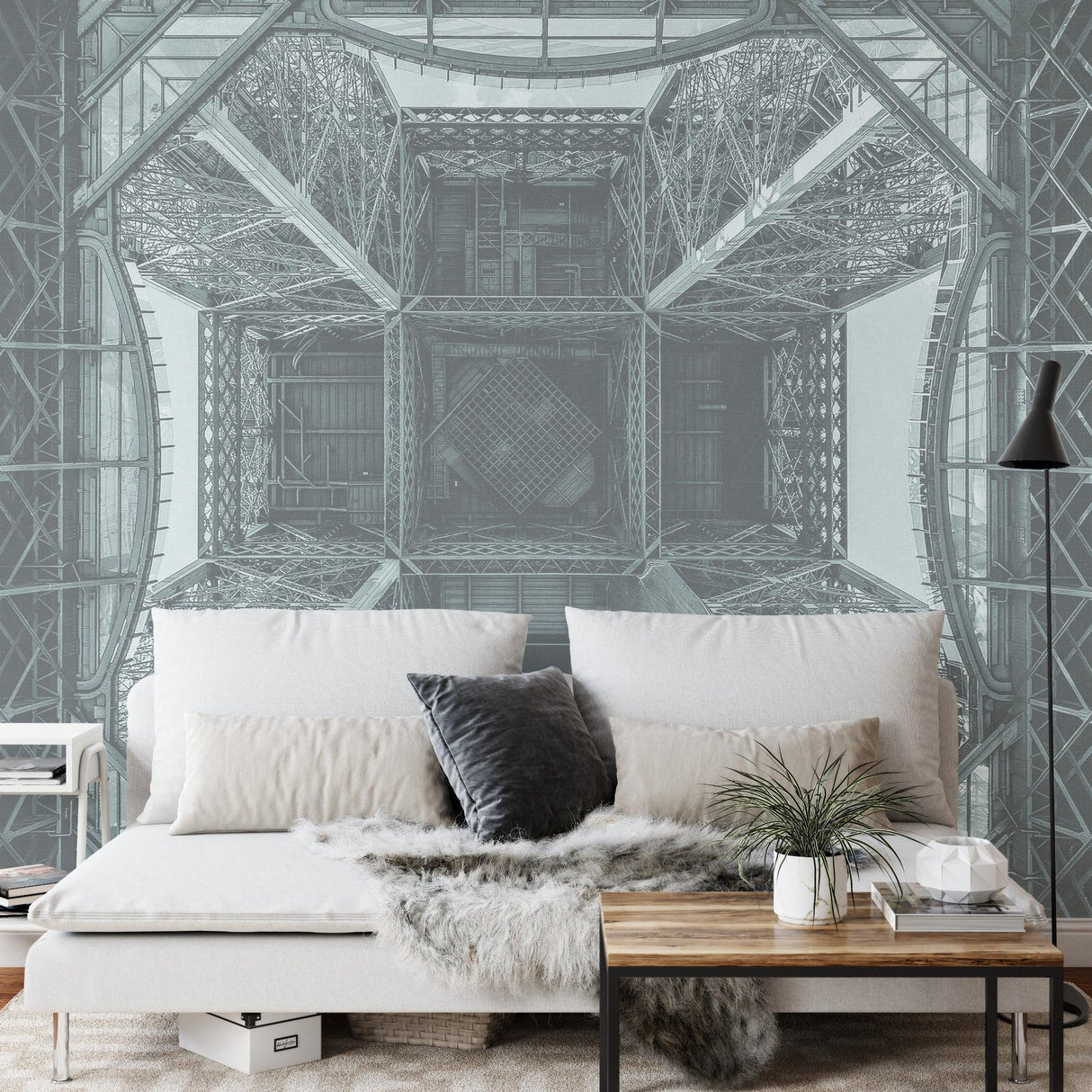 Industrial Mural Wallpaper | Eiffel Tower Geometric View