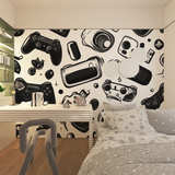 Gaming Mural Wallpaper | Black and White Console Design
