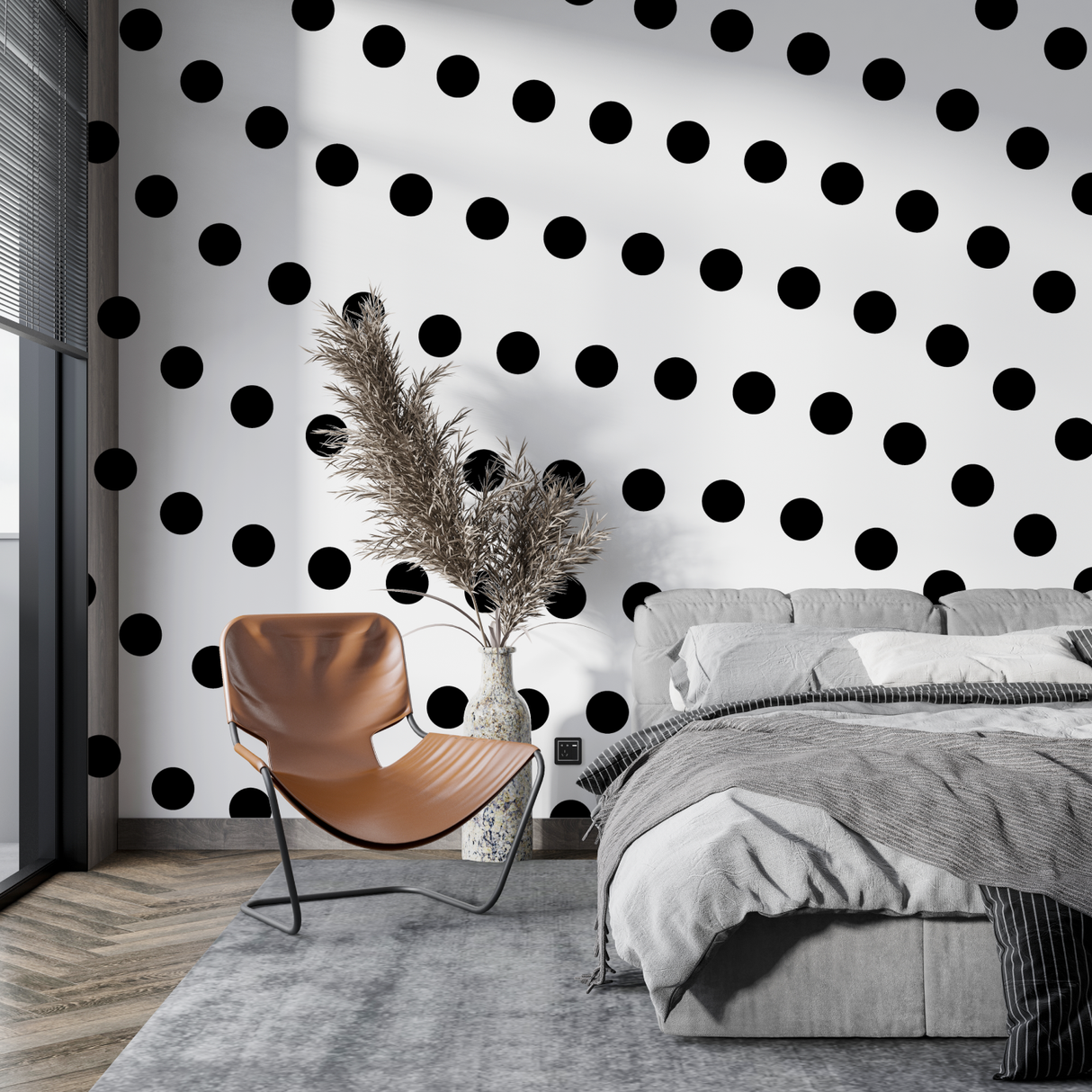 Geometric Mural Wallpaper | Gold Polka Dots Pattern