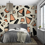 Geometric Mural Wallpaper | Terracotta Abstract Pattern