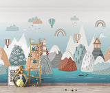 Mountain Mural Wallpaper | Scandinavian Kids Adventure Scene