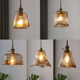 Vintage Glass Pendant Light  Amber Textured Shade - Product detail 8