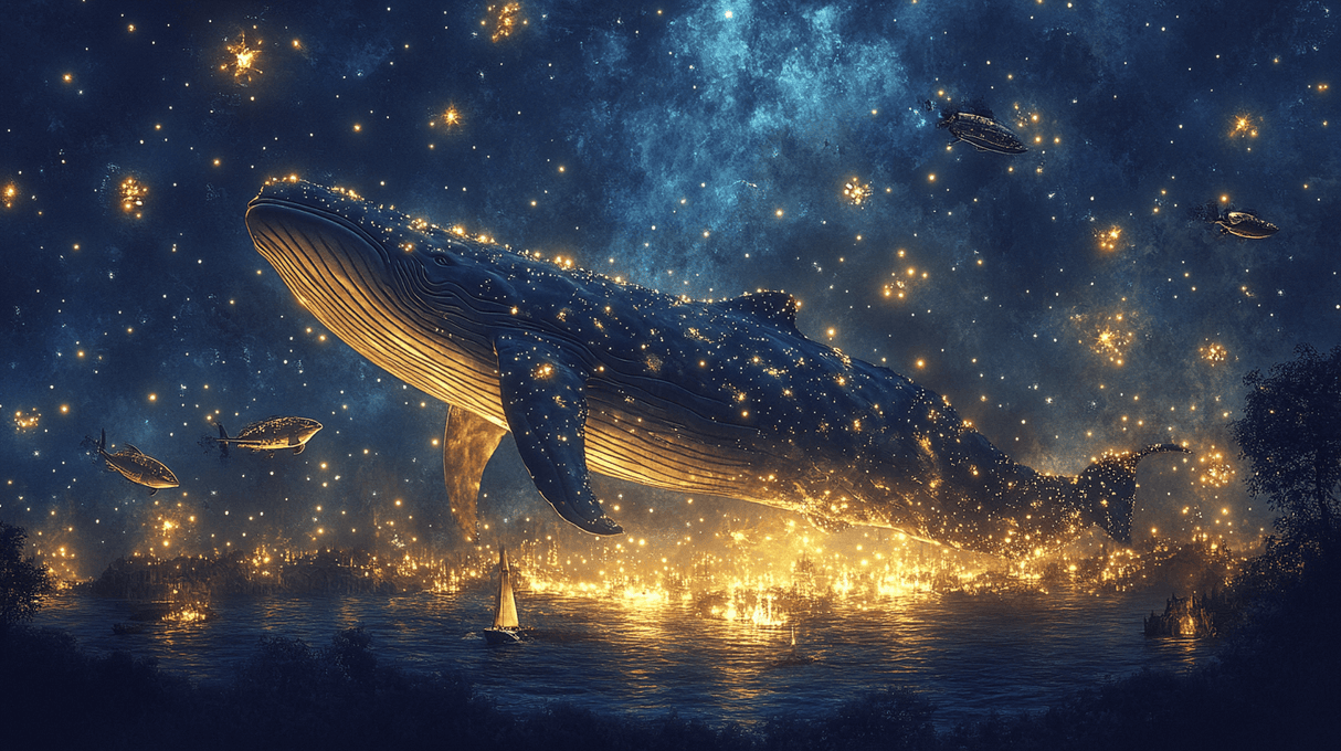 Space Mural Wallpaper | Magical Whale in Starlit Sky